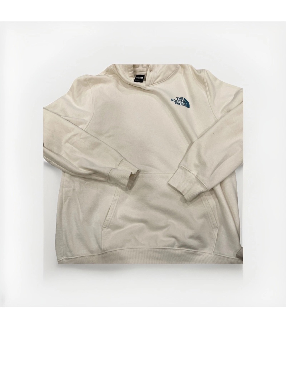The North Face Men's Cream Crewneck Sweatshirt with Navy Logo